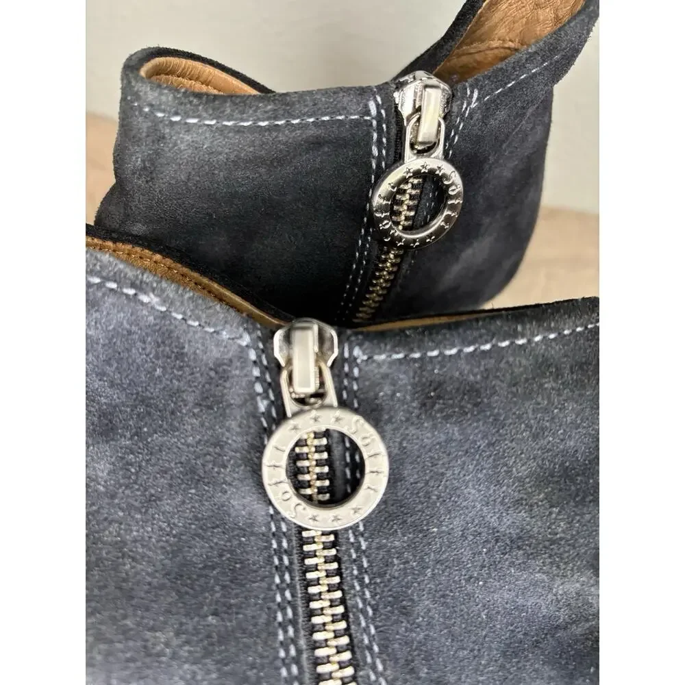Sofft Siri Suede Waterproof Wedge Heel‎ Boot in Dark Blue Size 8.5